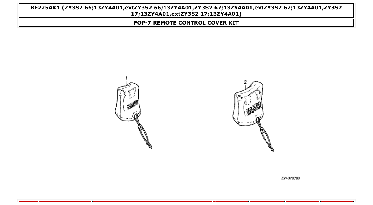 bf225ak1 – section FOP-7 REMOTE CONTROL COVER KIT parts diagram