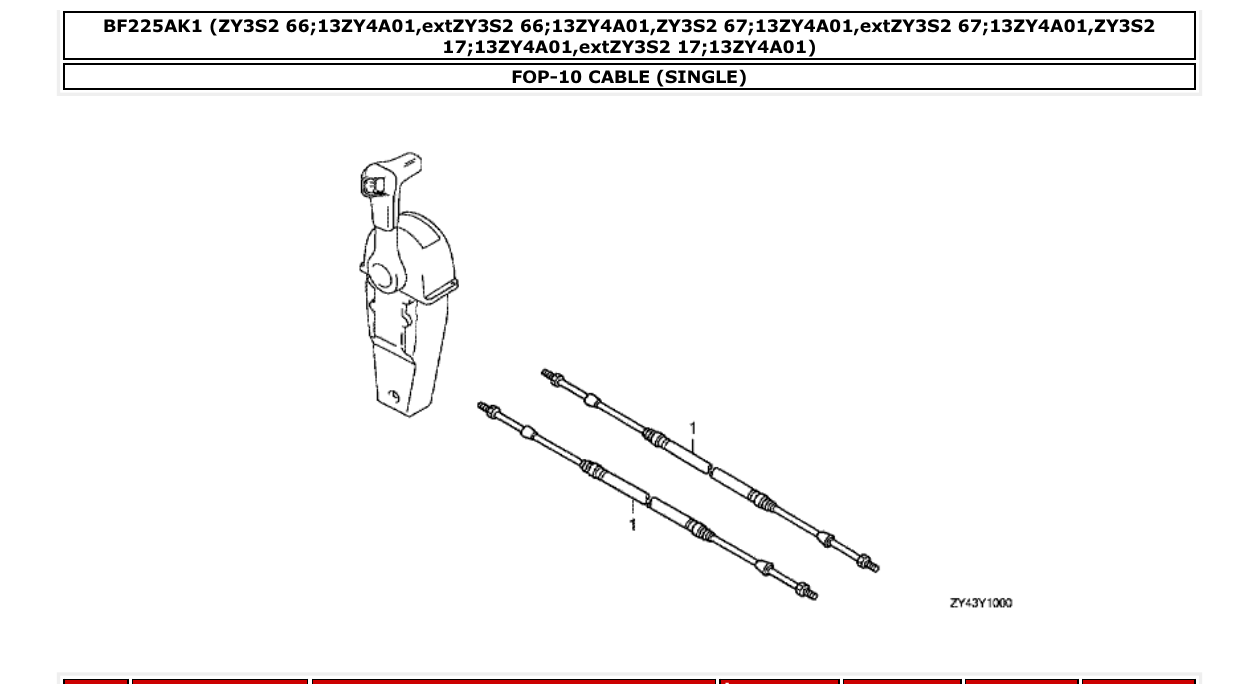 bf225ak1 – section FOP-10 CABLE (SINGLE) parts diagram