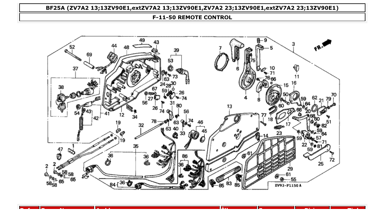 bf25a – section F-11-50 REMOTE CONTROL parts diagram