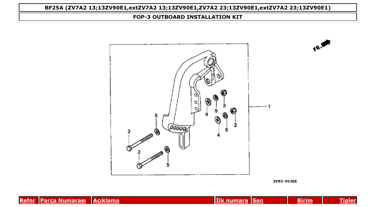 Fig. FOP-3 – OUTBOARD INSTALLATION KIT diagram