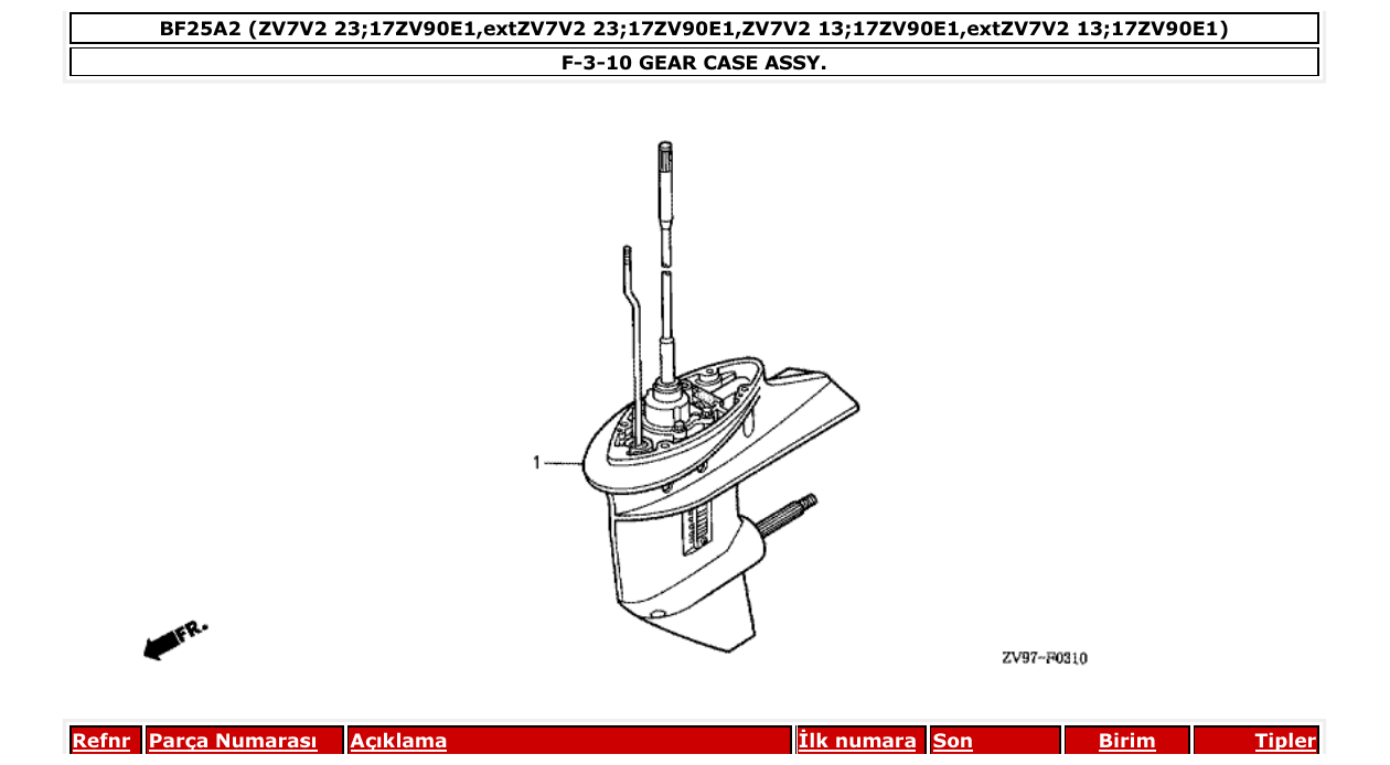 Fig. F-3-10 – GEAR CASE ASSY. diagram