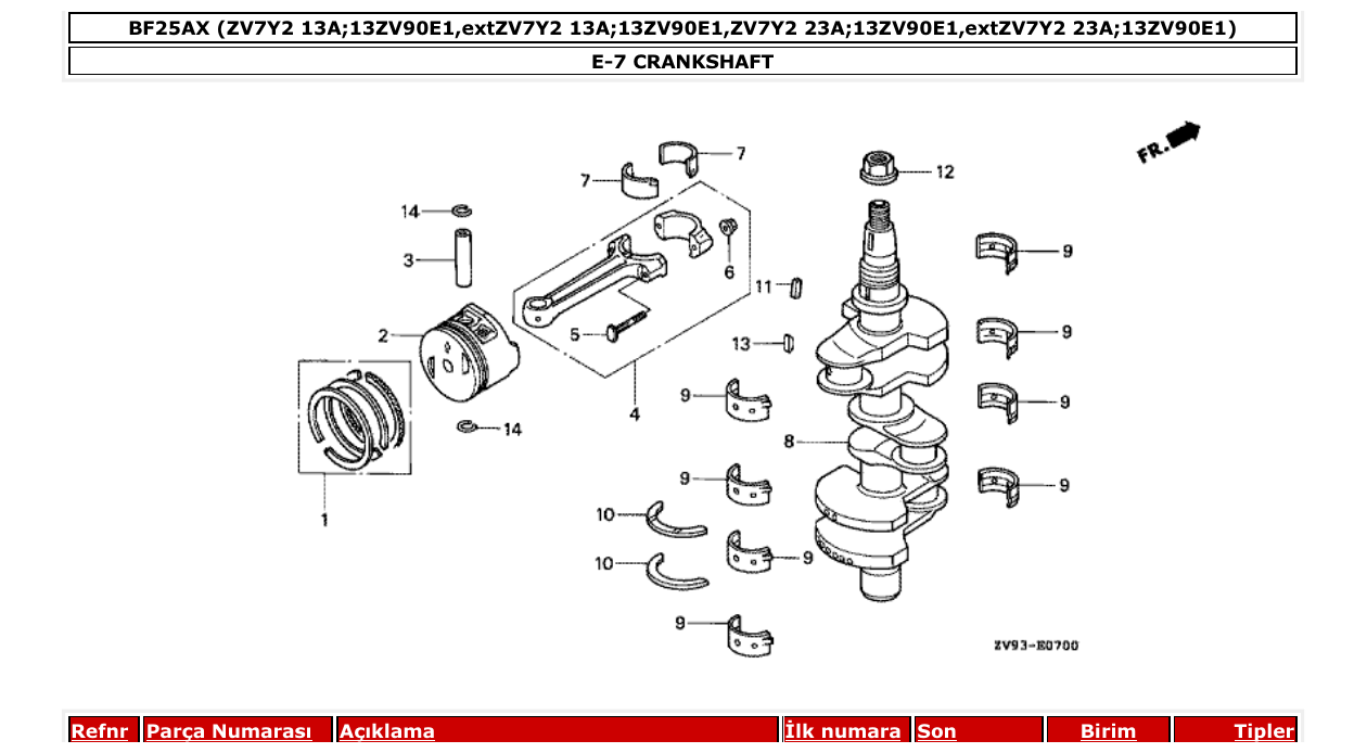 Fig. E-7 – CRANKSHAFT diagram