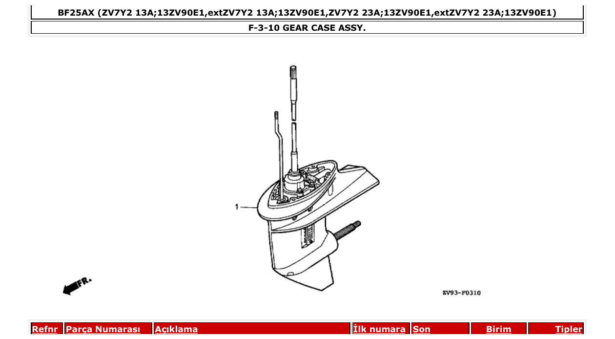 Fig. F-3-10 – GEAR CASE ASSY. diagram