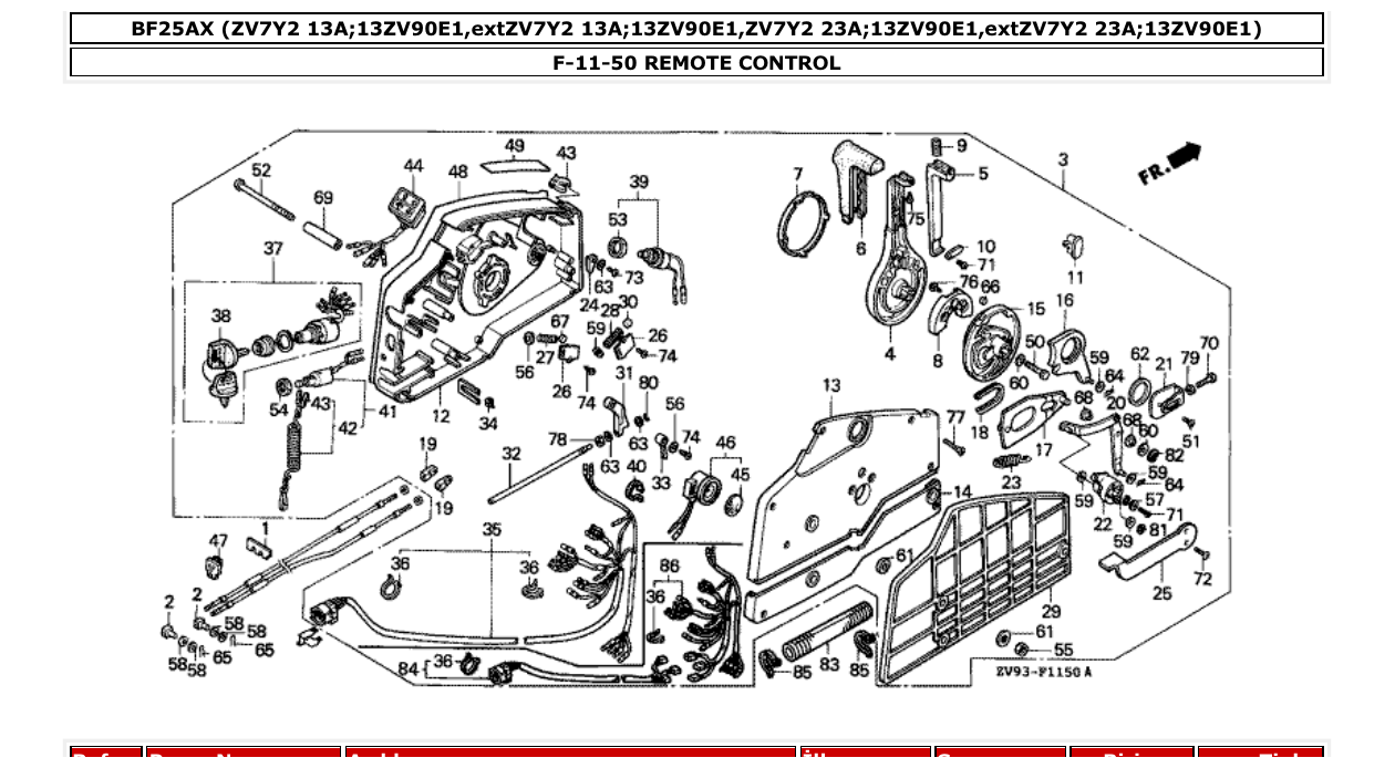 bf25ax – section F-11-50 REMOTE CONTROL parts diagram