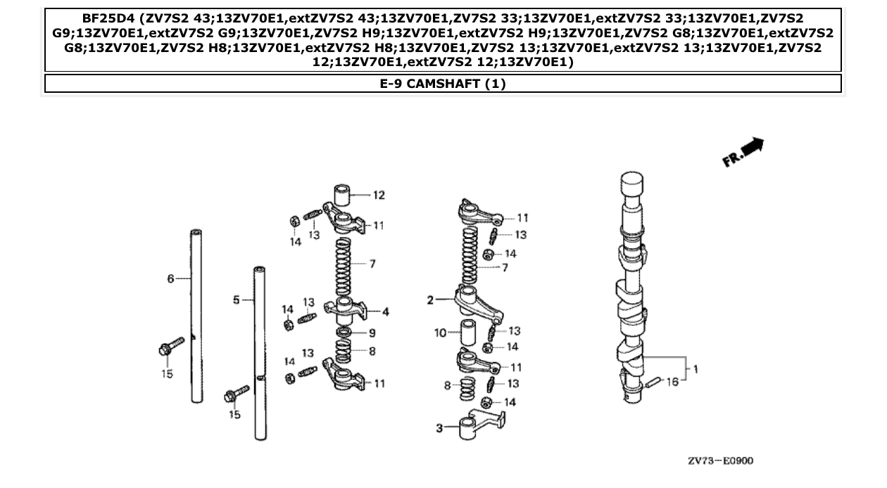 Fig. E-9 – CAMSHAFT (1) diagram