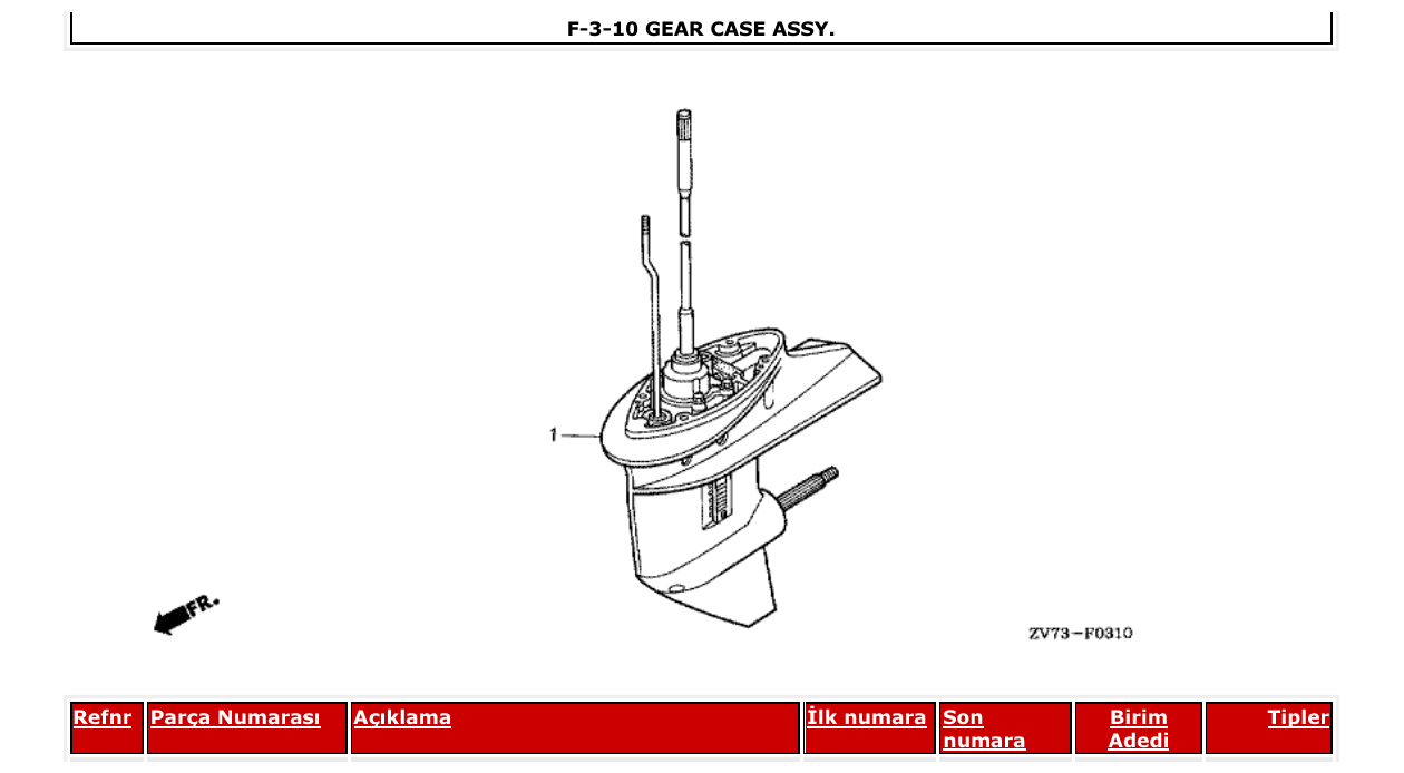 Fig. F-3-10 – GEAR CASE ASSY. diagram