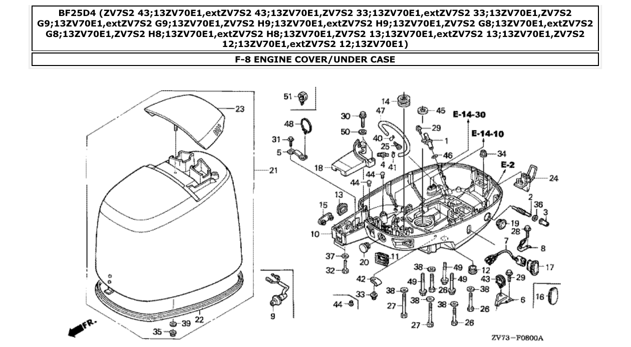 Fig. F-8 – ENGINE COVER/UNDER CASE diagram