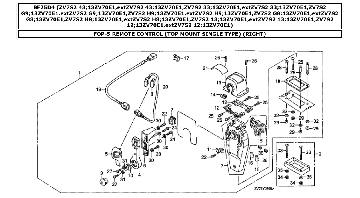 Fig. FOP-5 – REMOTE CONTROL (TOP MOUNT SINGLE TYPE) (RIGHT) diagram