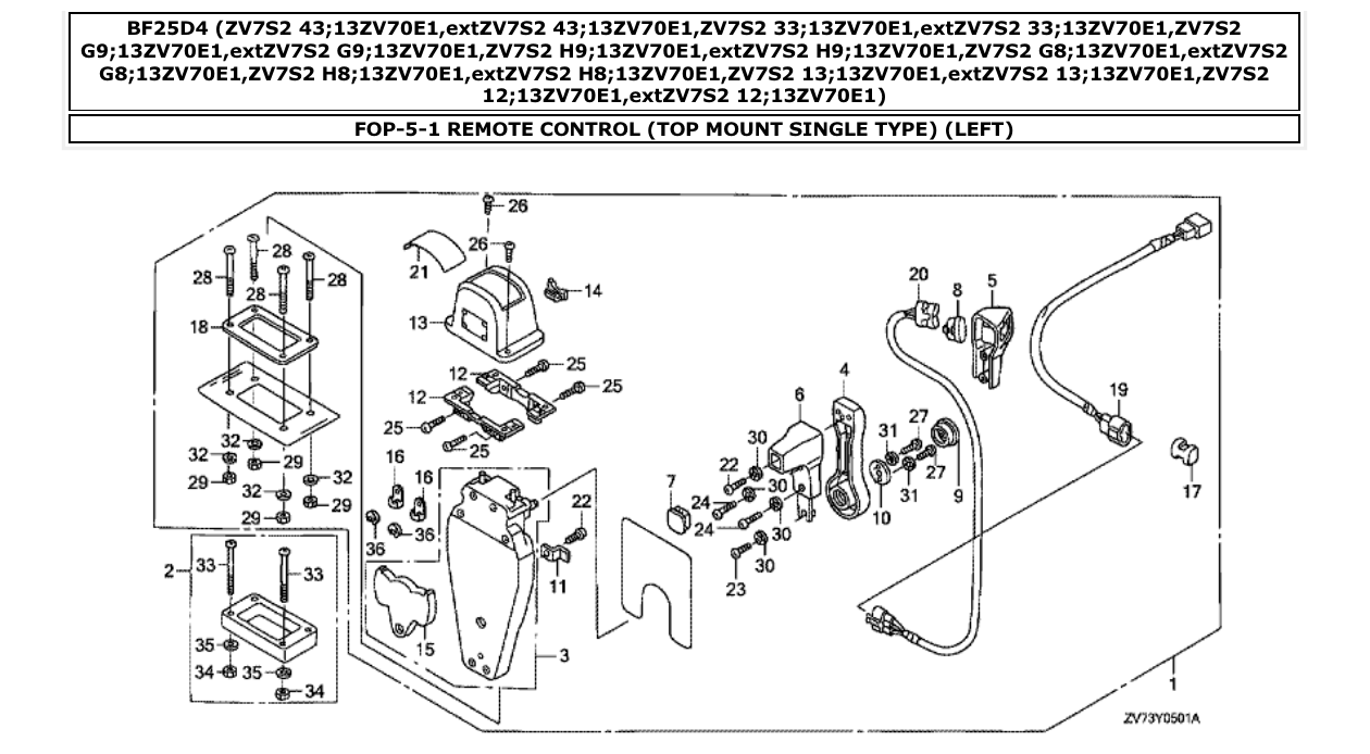 Fig. FOP-5-1 – REMOTE CONTROL (TOP MOUNT SINGLE TYPE) (LEFT) diagram