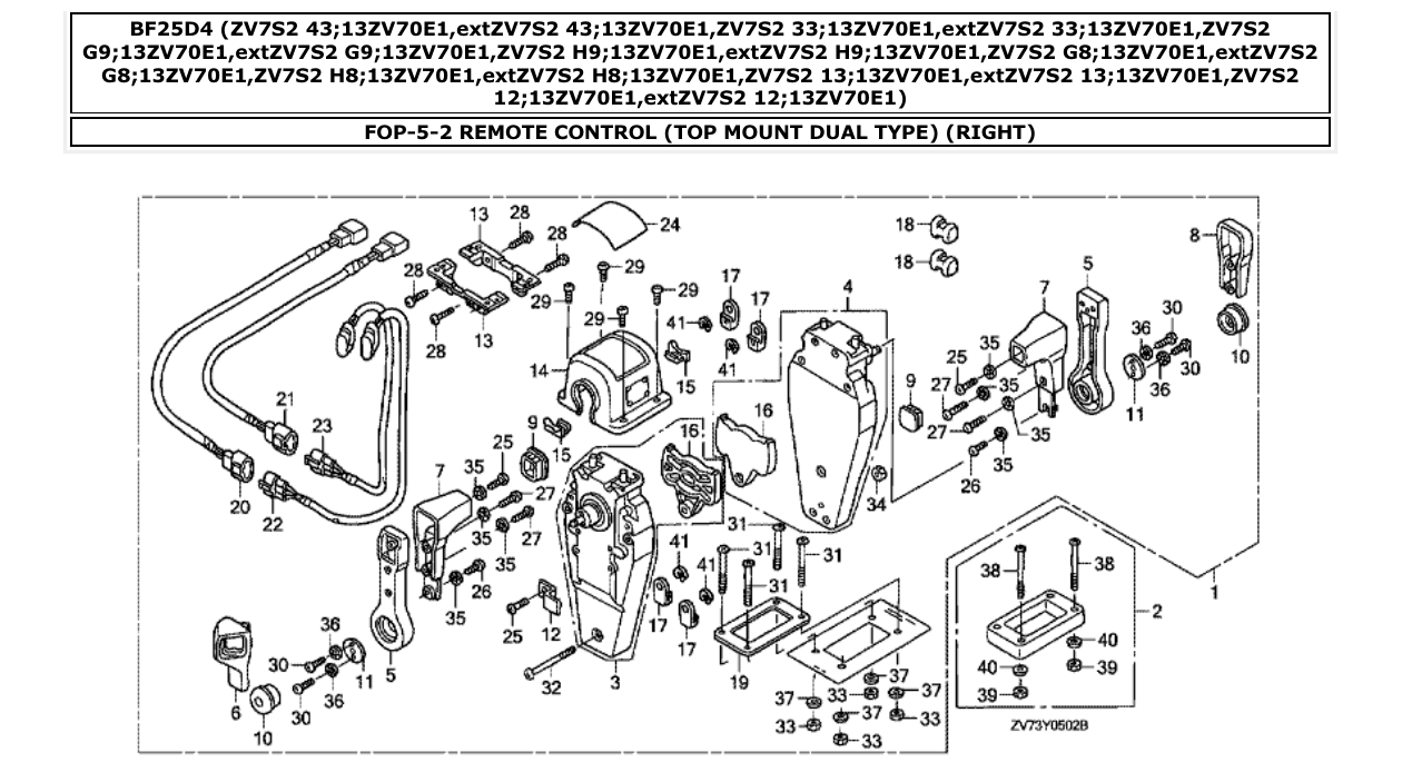 Fig. FOP-5-2 – REMOTE CONTROL (TOP MOUNT DUAL TYPE) (RIGHT) diagram