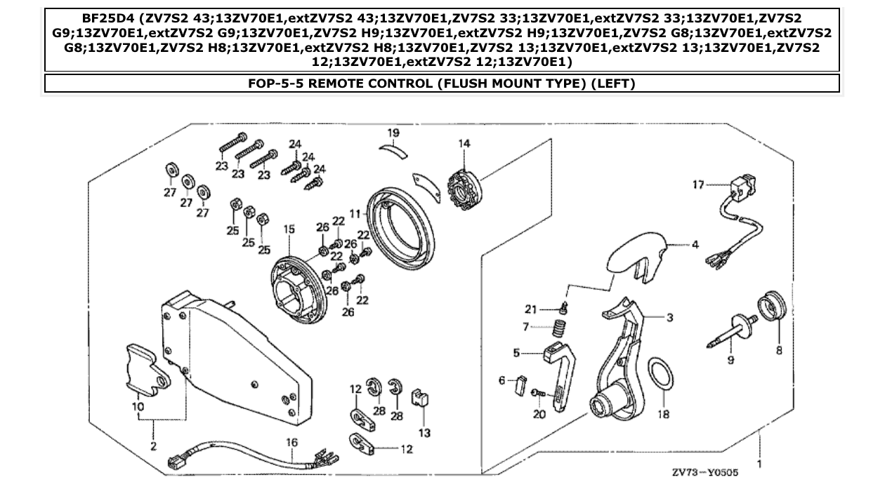 bf25d4 – section FOP-5-5 REMOTE CONTROL (FLUSH MOUNT TYPE) (LEFT) parts diagram