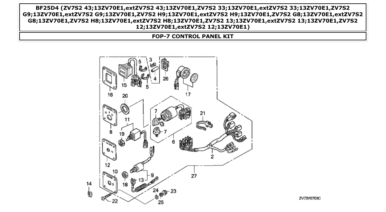 bf25d4 – section FOP-7 CONTROL PANEL KIT parts diagram