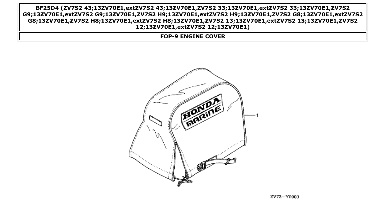 bf25d4 – section FOP-9 ENGINE COVER parts diagram