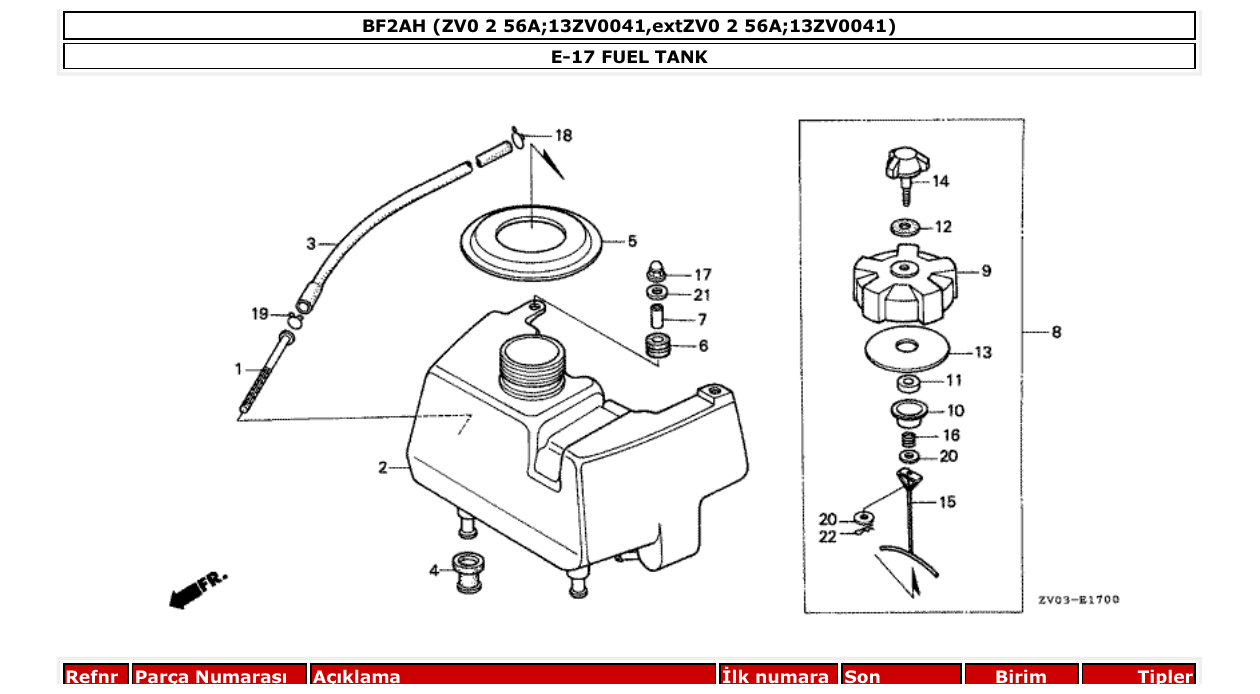 bf2ah – section E-17 FUEL TANK parts diagram