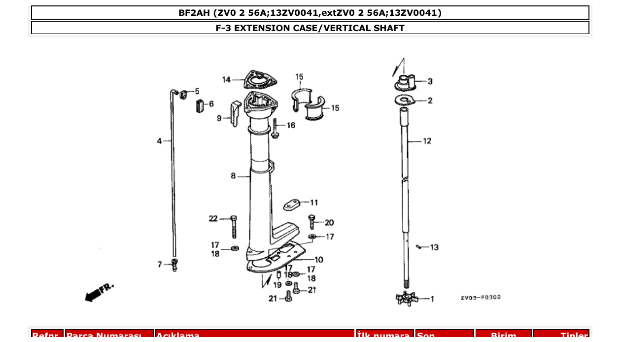 bf2ah – section F-3 EXTENSION CASE/VERTICAL SHAFT parts diagram