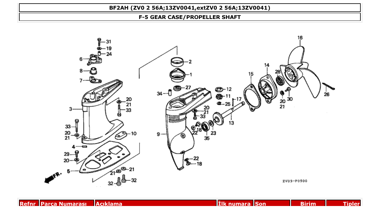 bf2ah – section F-5 GEAR CASE/PROPELLER SHAFT parts diagram