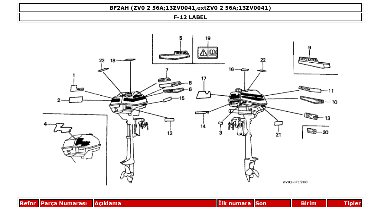 bf2ah – section F-12 LABEL parts diagram