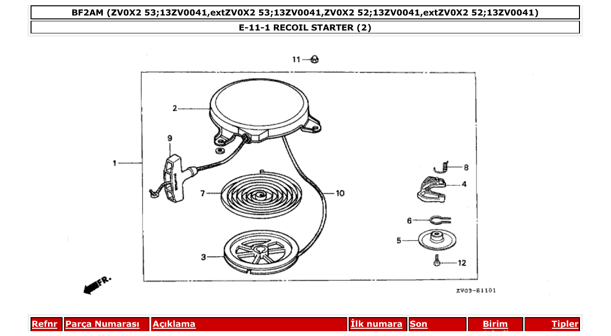 Fig. E-11-1 – RECOIL STARTER (2) diagram