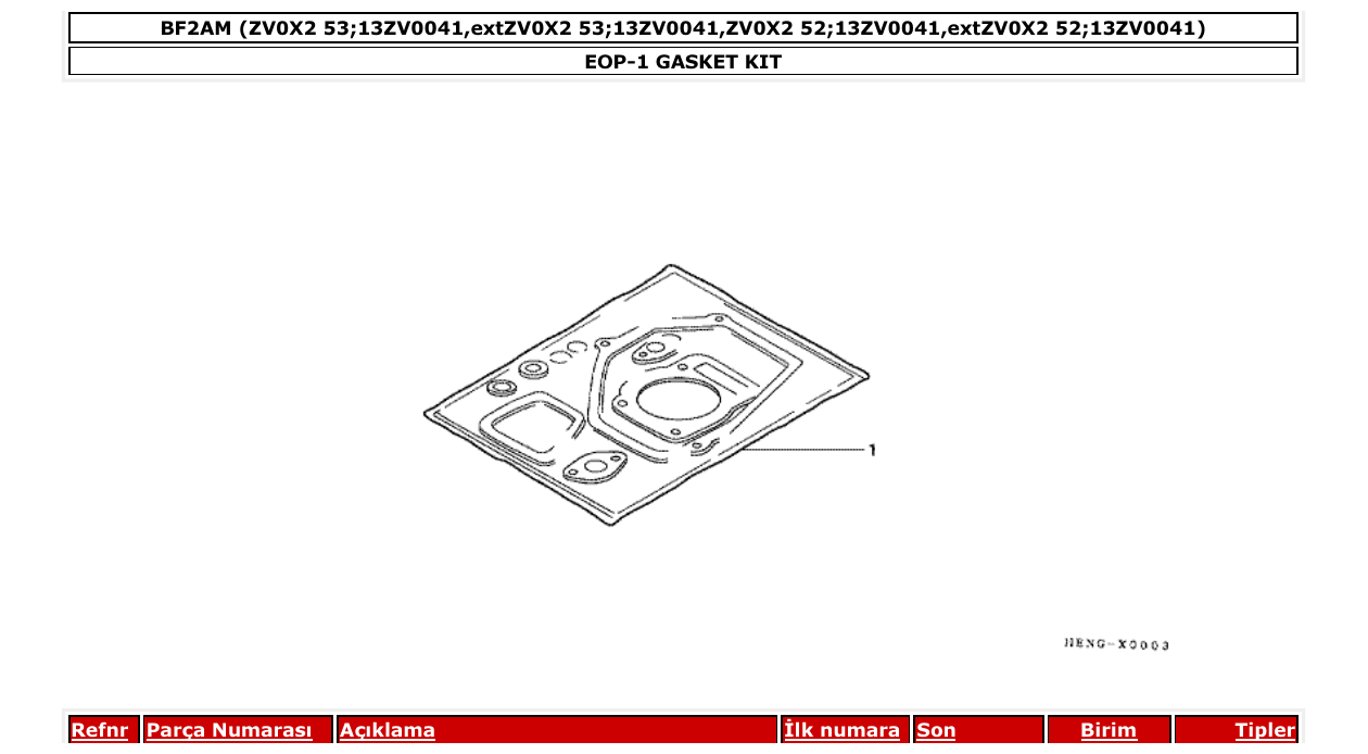Fig. EOP-1 – GASKET KIT diagram