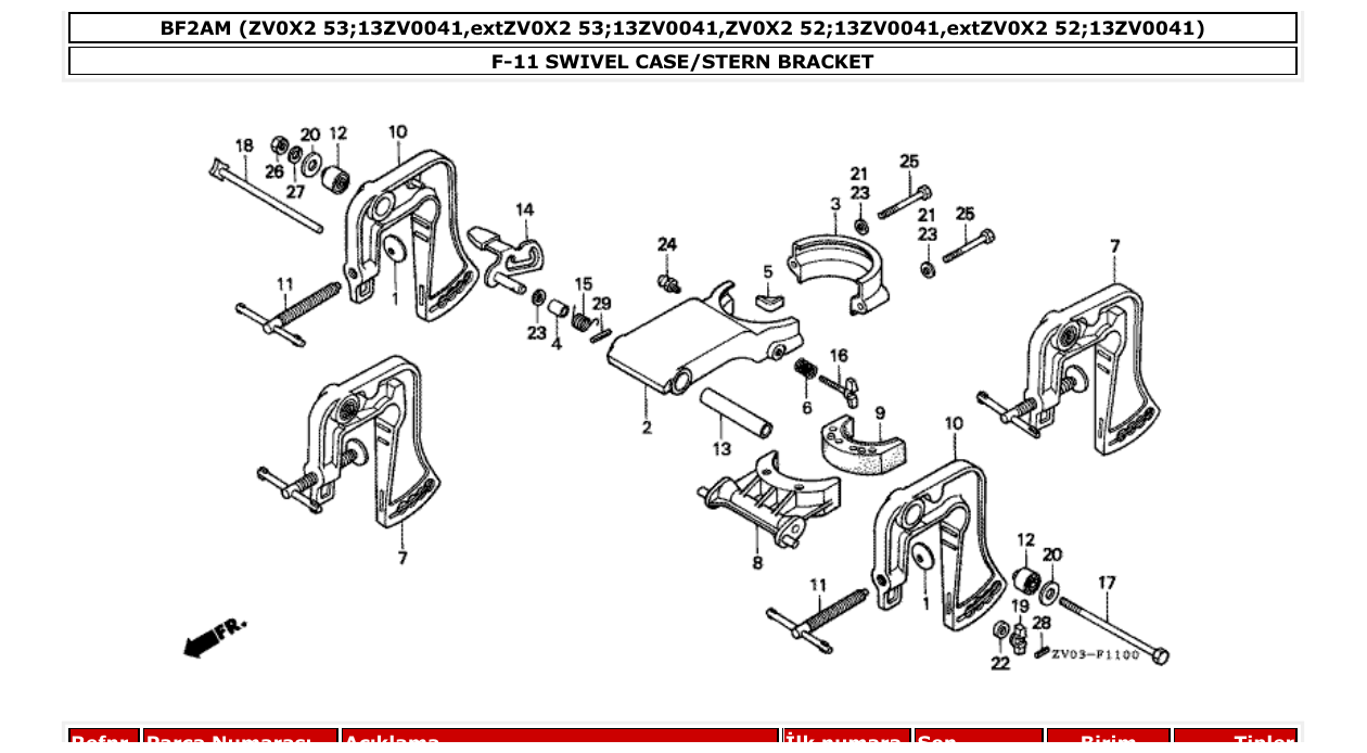 Fig. F-11 – SWIVEL CASE/STERN BRACKET diagram