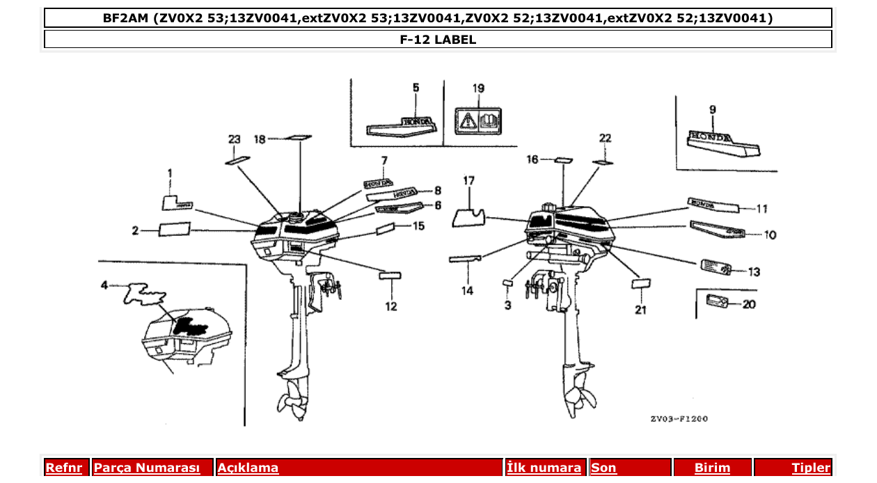 bf2am – section F-12 LABEL parts diagram
