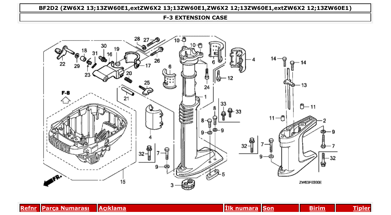 bf2d2 – section F-3 EXTENSION CASE parts diagram