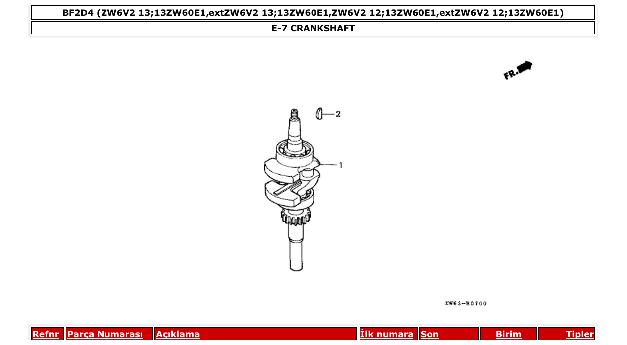 Fig. E-7 – CRANKSHAFT diagram