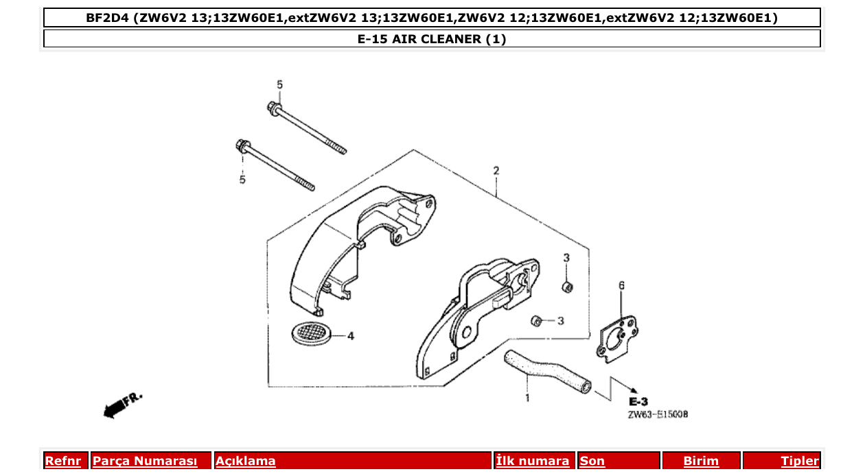 Fig. E-15 – AIR CLEANER (1) diagram
