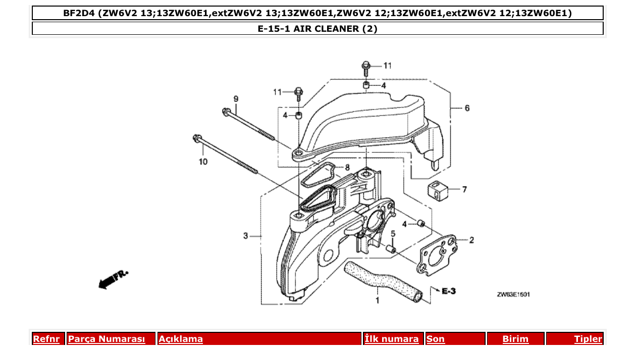 Fig. E-15-1 – AIR CLEANER (2) diagram