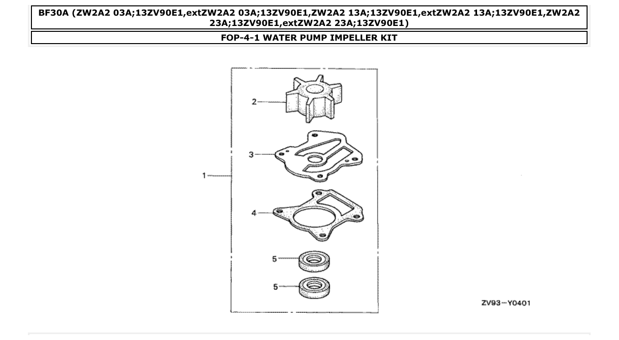 Fig. FOP-4-1 – WATER PUMP IMPELLER KIT diagram