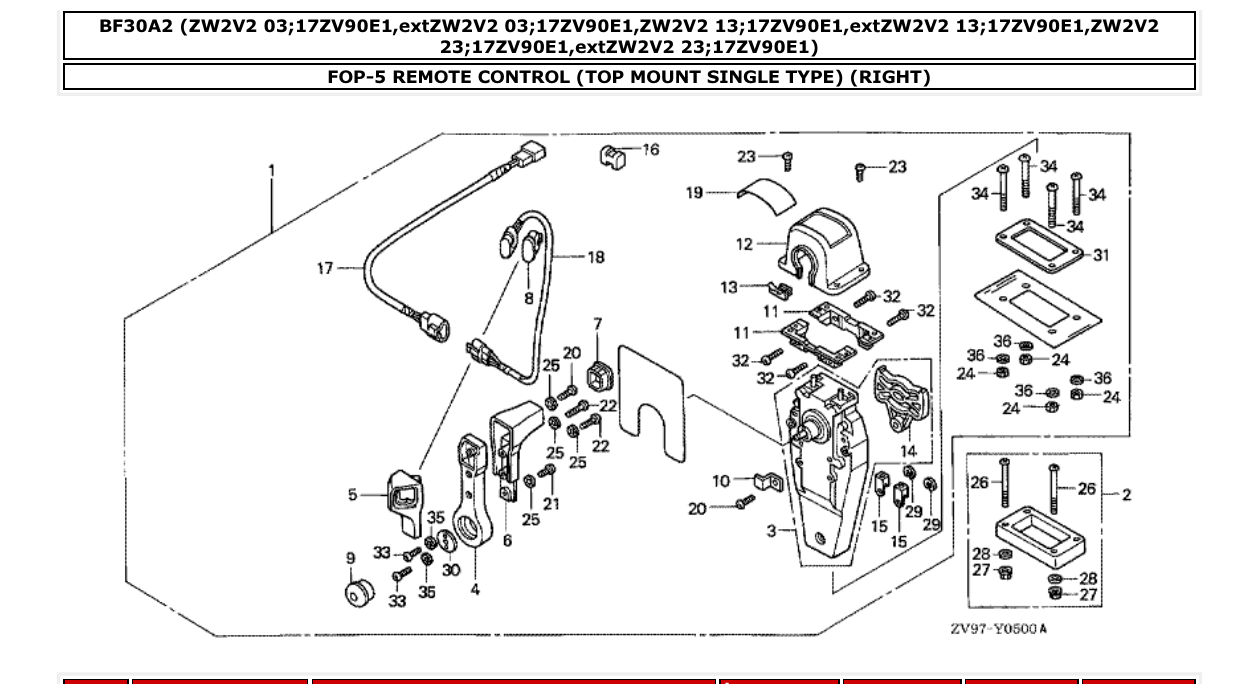 Fig. FOP-5 – REMOTE CONTROL (TOP MOUNT SINGLE TYPE) (RIGHT) diagram