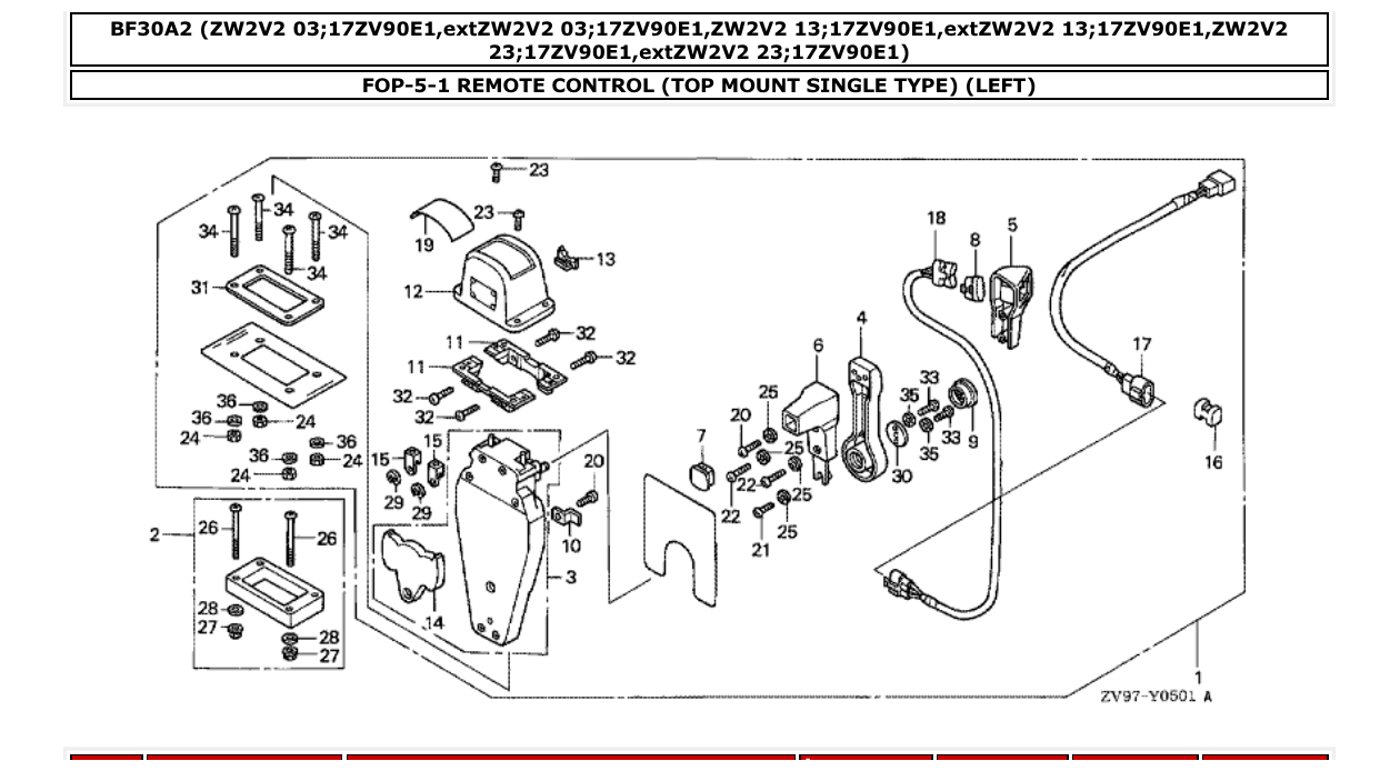 Fig. FOP-5-1 – REMOTE CONTROL (TOP MOUNT SINGLE TYPE) (LEFT) diagram
