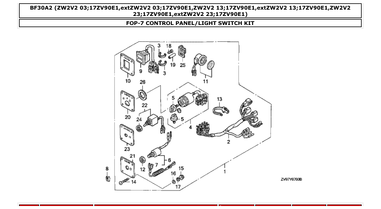 Fig. FOP-7 – CONTROL PANEL/LIGHT SWITCH KIT diagram