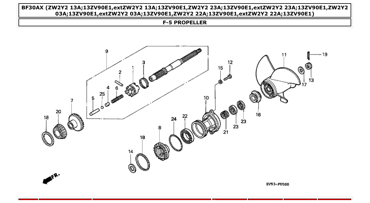 bf30ax – section F-5 PROPELLER parts diagram