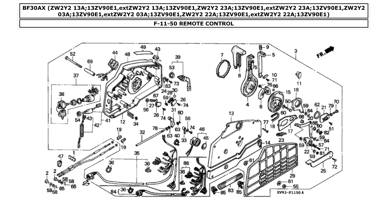 bf30ax – section F-11-50 REMOTE CONTROL parts diagram