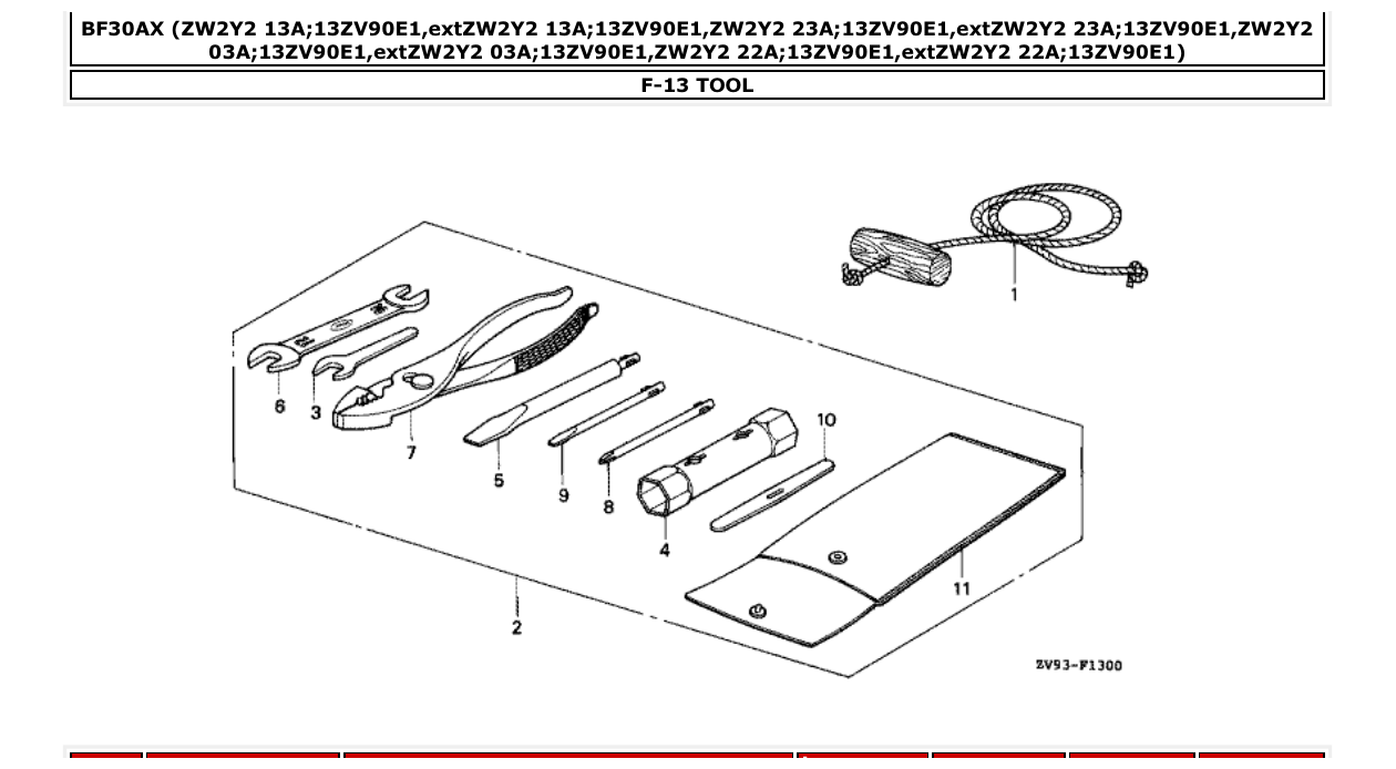bf30ax – section F-13 TOOL parts diagram