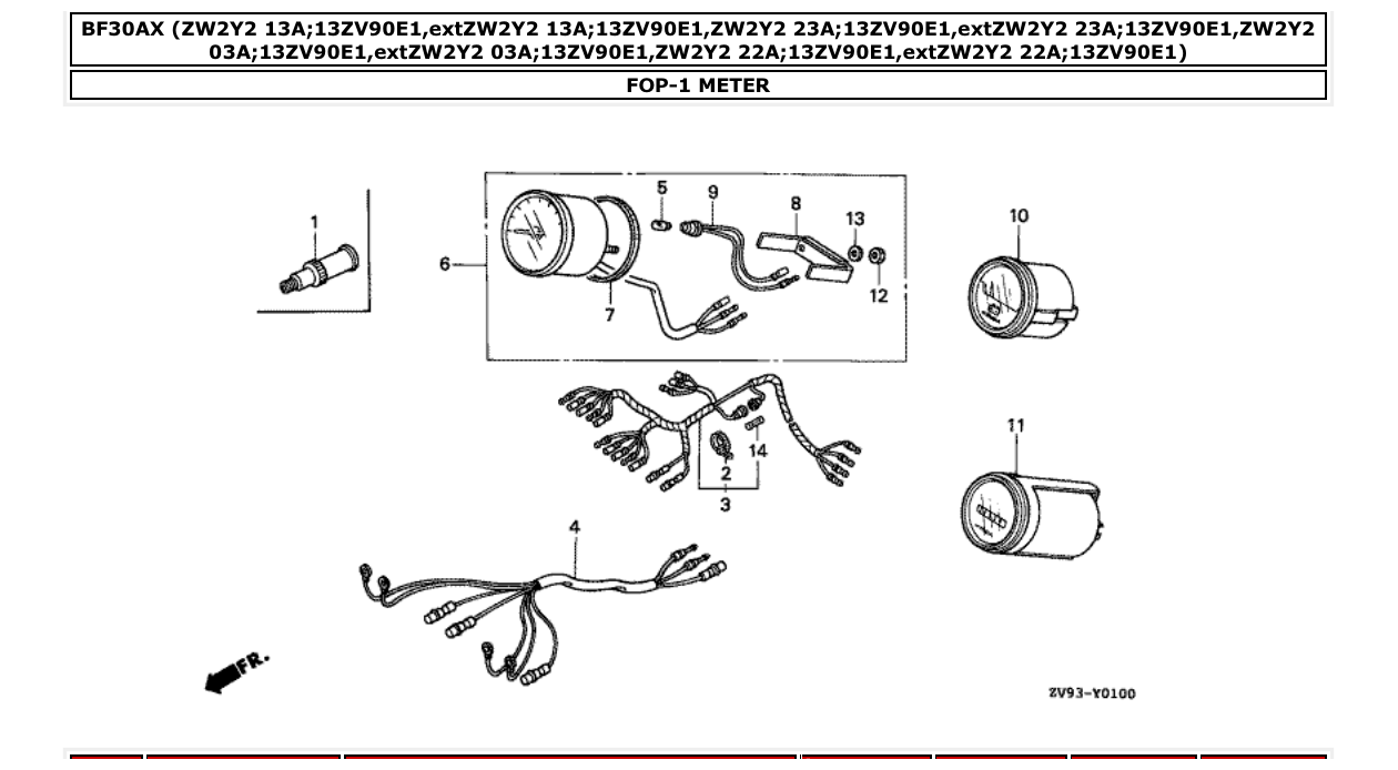 bf30ax – section FOP-1 METER parts diagram