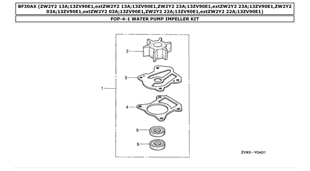 Fig. FOP-4-1 – WATER PUMP IMPELLER KIT diagram