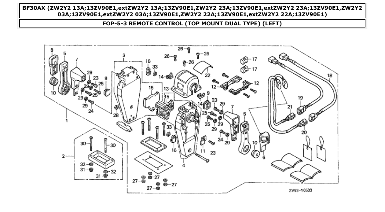 Fig. FOP-5-3 – REMOTE CONTROL (TOP MOUNT DUAL TYPE) (LEFT) diagram