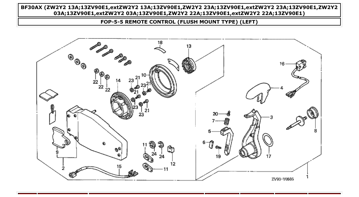 bf30ax – section FOP-5-5 REMOTE CONTROL (FLUSH MOUNT TYPE) (LEFT) parts diagram