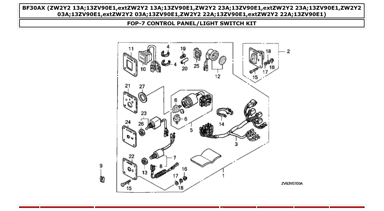 Fig. FOP-7 – CONTROL PANEL/LIGHT SWITCH KIT diagram
