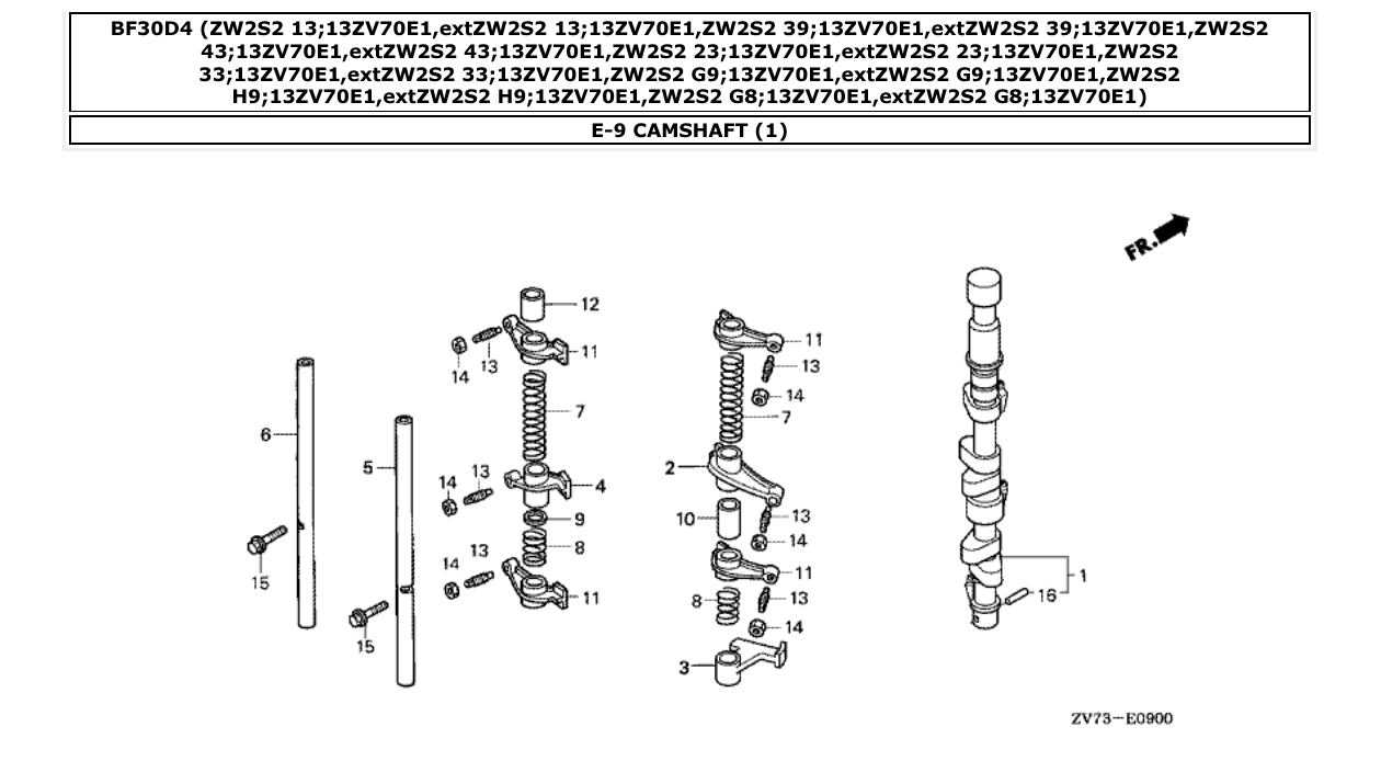 Fig. E-9 – CAMSHAFT (1) diagram