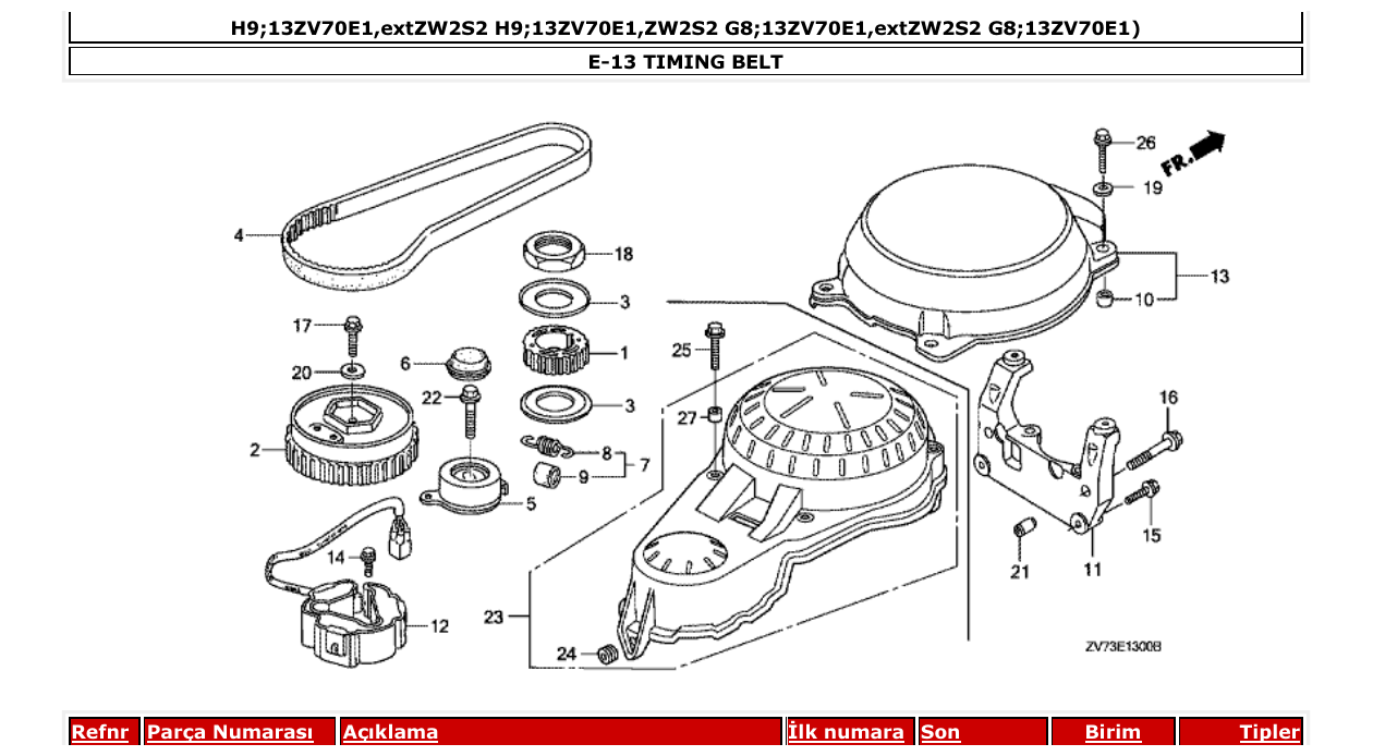 Fig. E-13 – TIMING BELT diagram