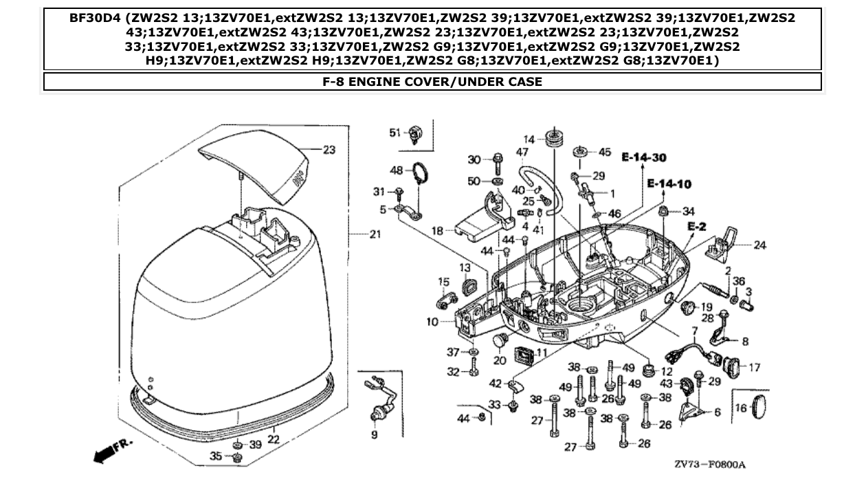 Fig. F-8 – ENGINE COVER/UNDER CASE diagram