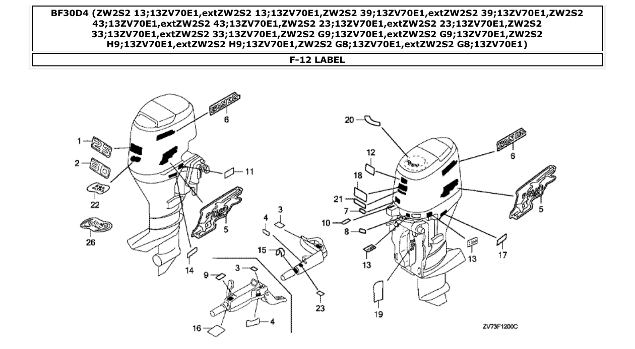 bf30d4 – section F-12 LABEL parts diagram