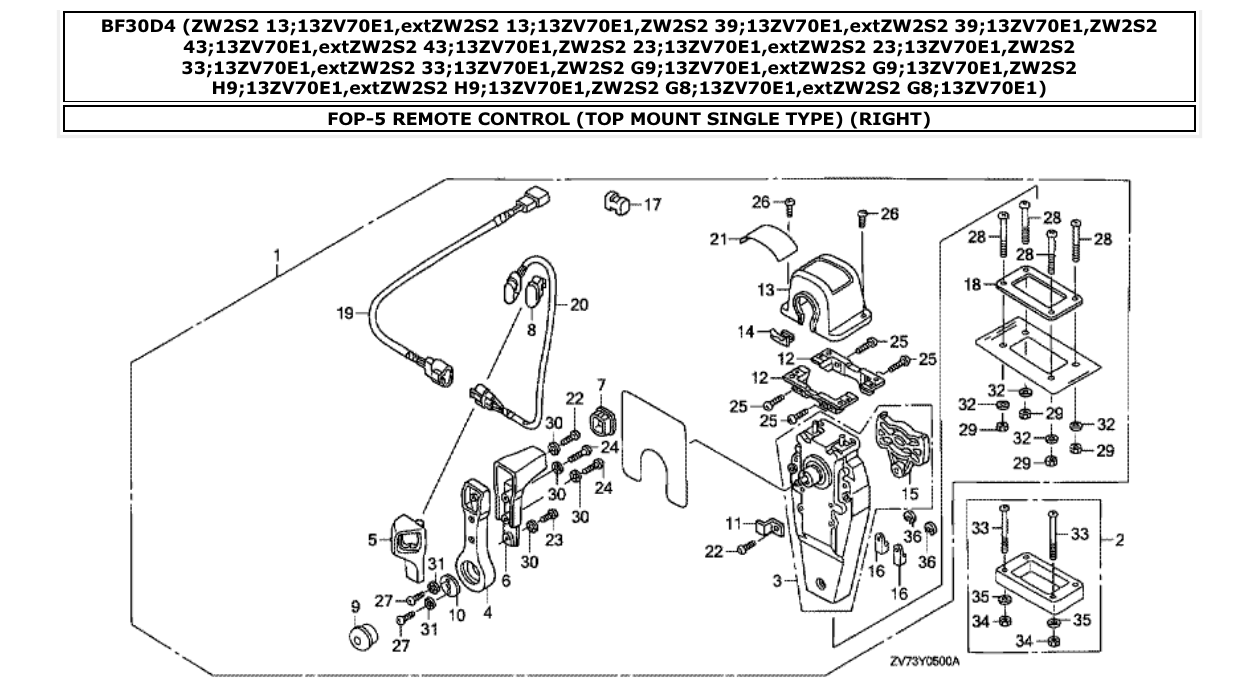 Fig. FOP-5 – REMOTE CONTROL (TOP MOUNT SINGLE TYPE) (RIGHT) diagram