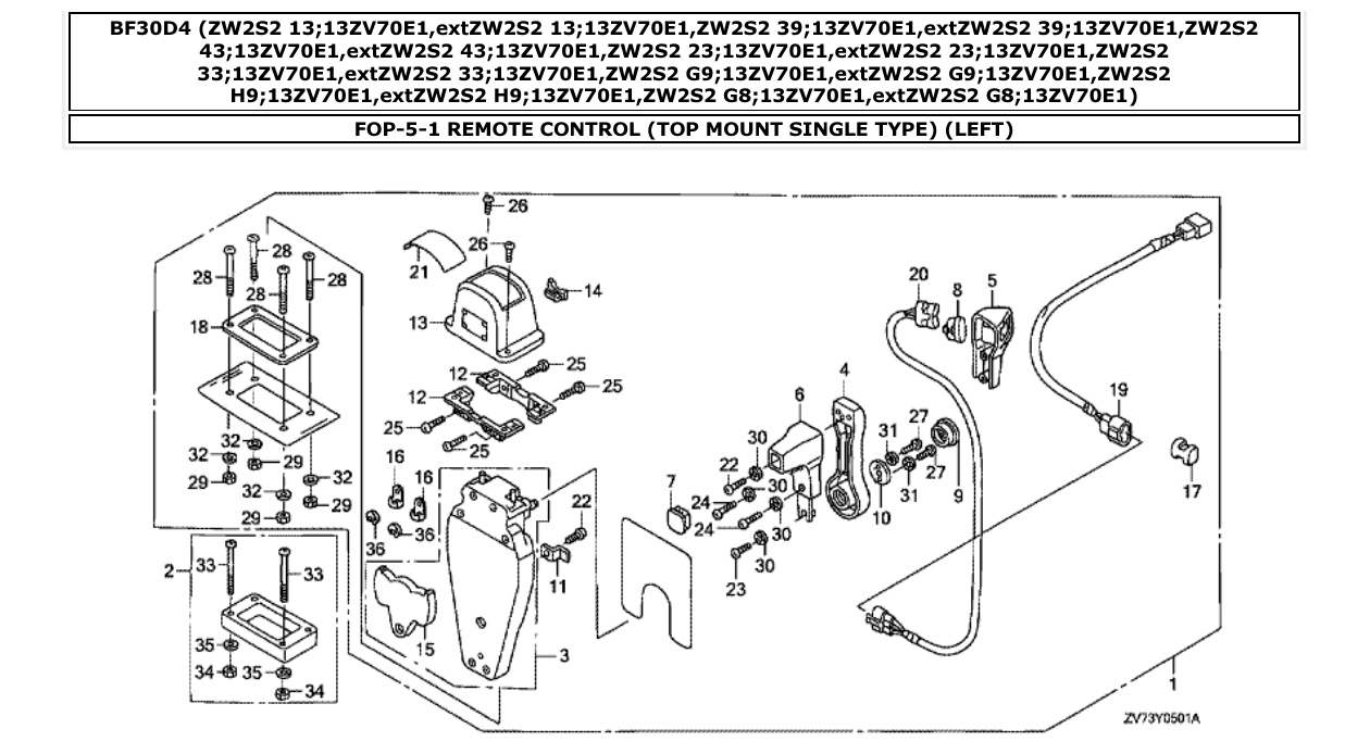 Fig. FOP-5-1 – REMOTE CONTROL (TOP MOUNT SINGLE TYPE) (LEFT) diagram