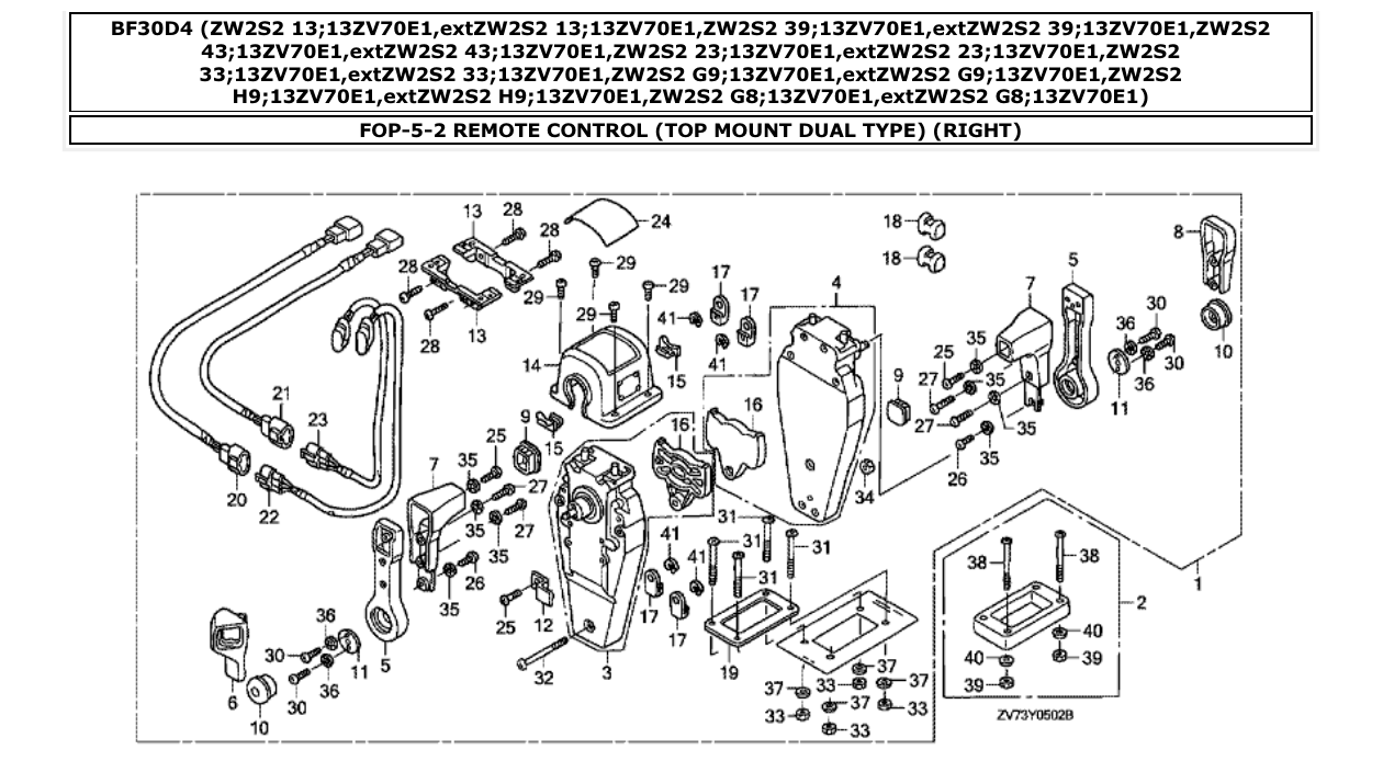 Fig. FOP-5-2 – REMOTE CONTROL (TOP MOUNT DUAL TYPE) (RIGHT) diagram