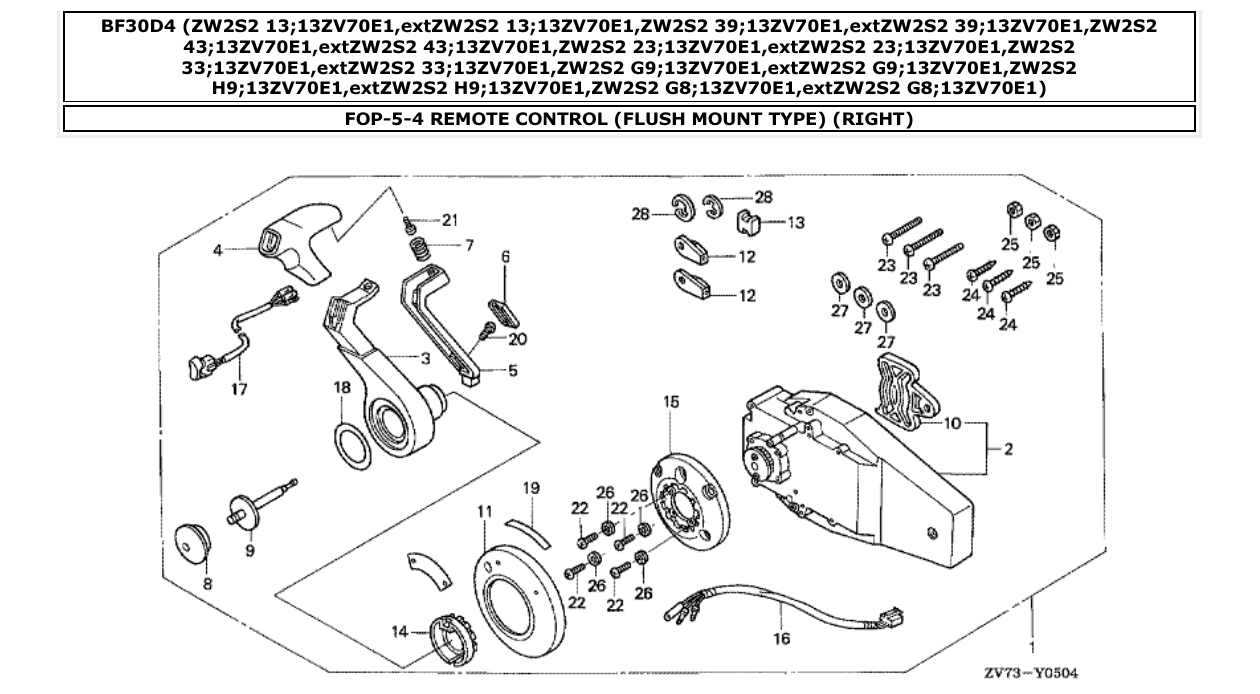 Fig. FOP-5-4 – REMOTE CONTROL (FLUSH MOUNT TYPE) (RIGHT) diagram