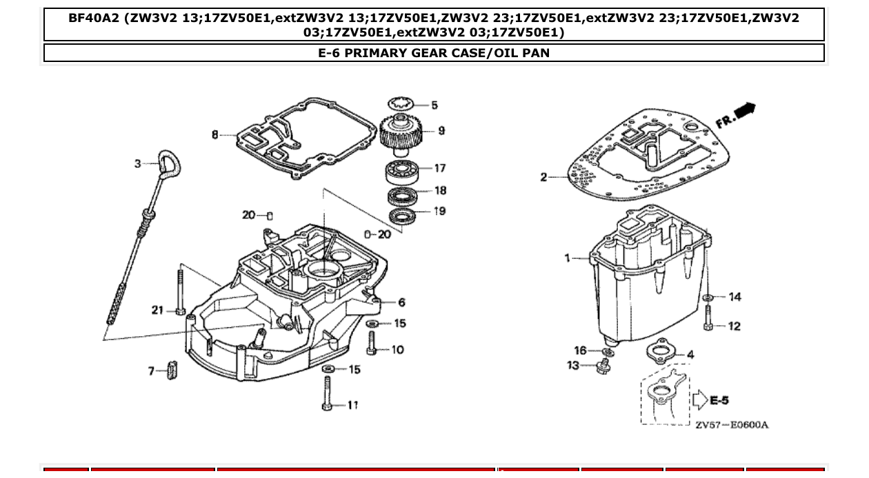 Fig. E-6 – PRIMARY GEAR CASE/OIL PAN diagram